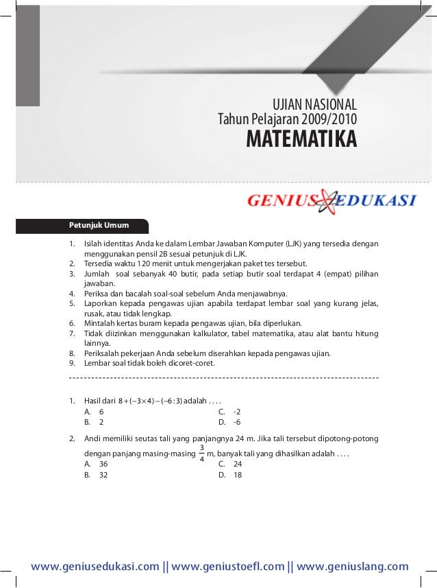 Download Soal Un Matematika Smp 2009 2010 Download Soal Un Matematika Smp 2009 2010