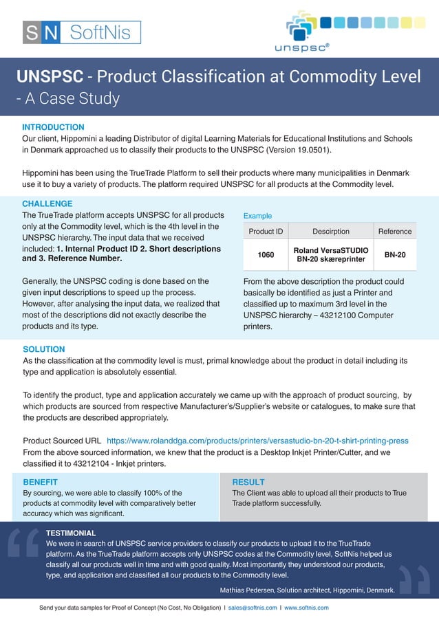 Unspsc product classification at commodity level a case study PDF