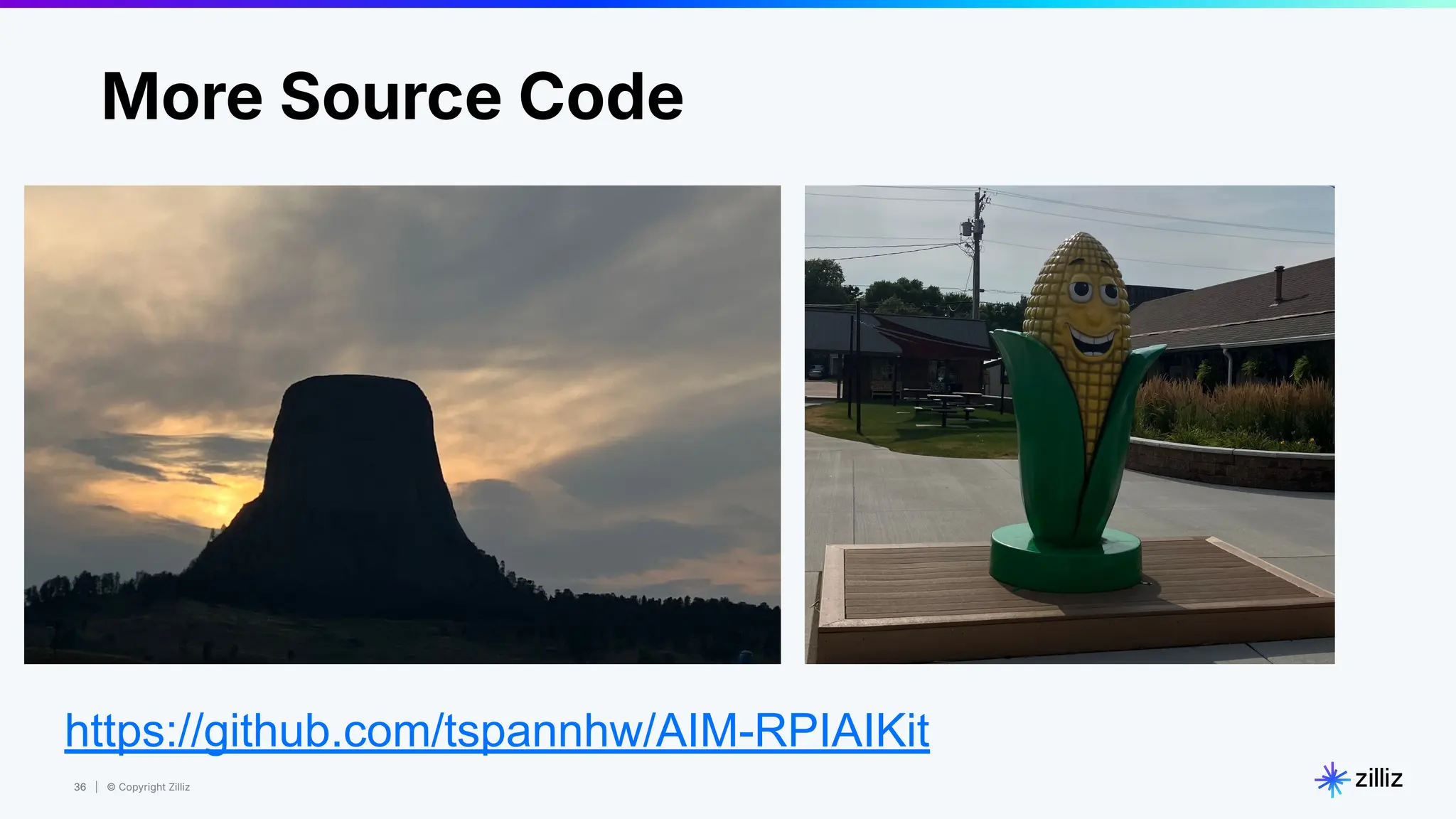 36 | © Copyright Zilliz
36
More Source Code
https://github.com/tspannhw/AIM-RPIAIKit
 