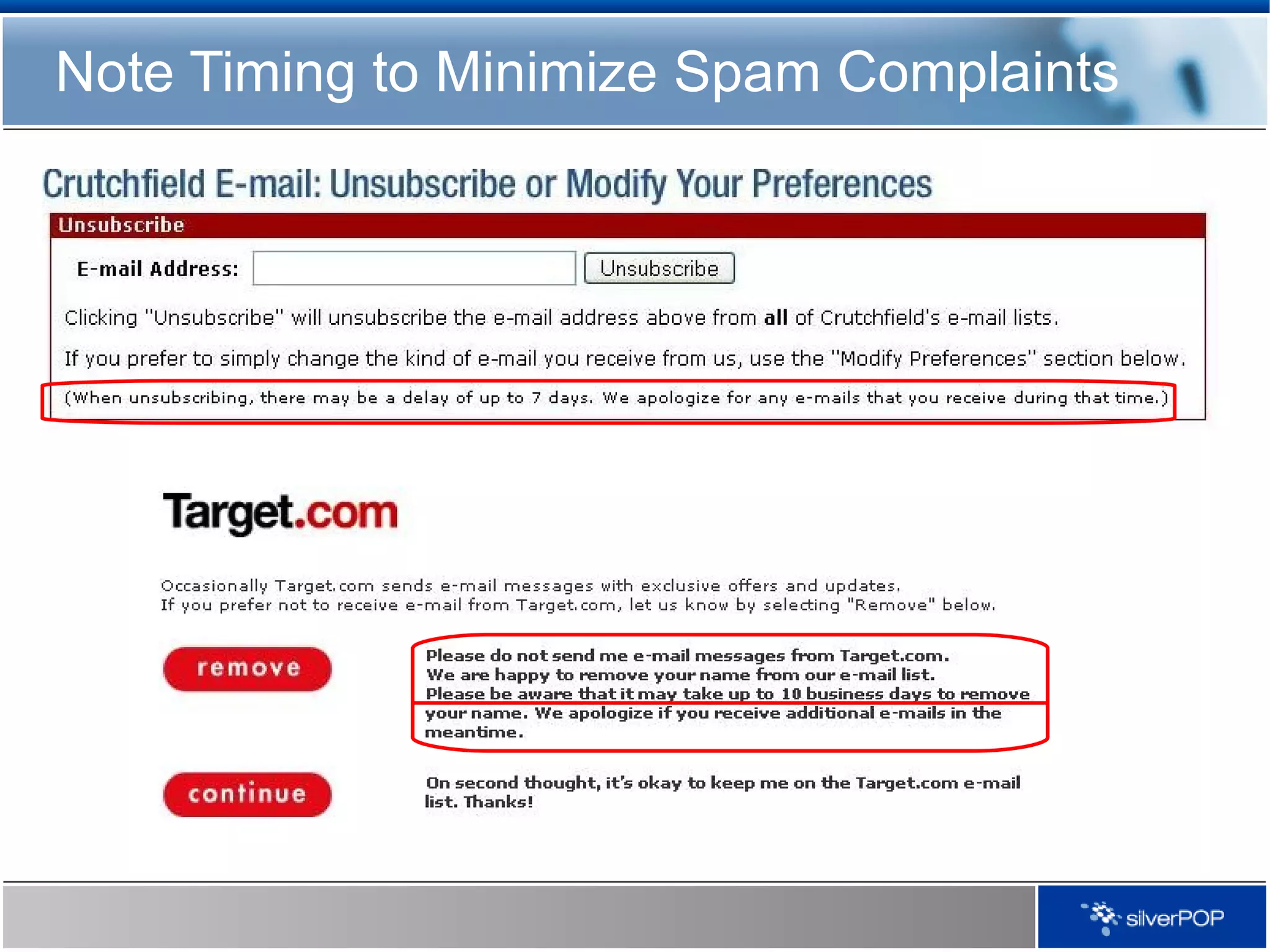 Note Timing to Minimize Spam Complaints 
