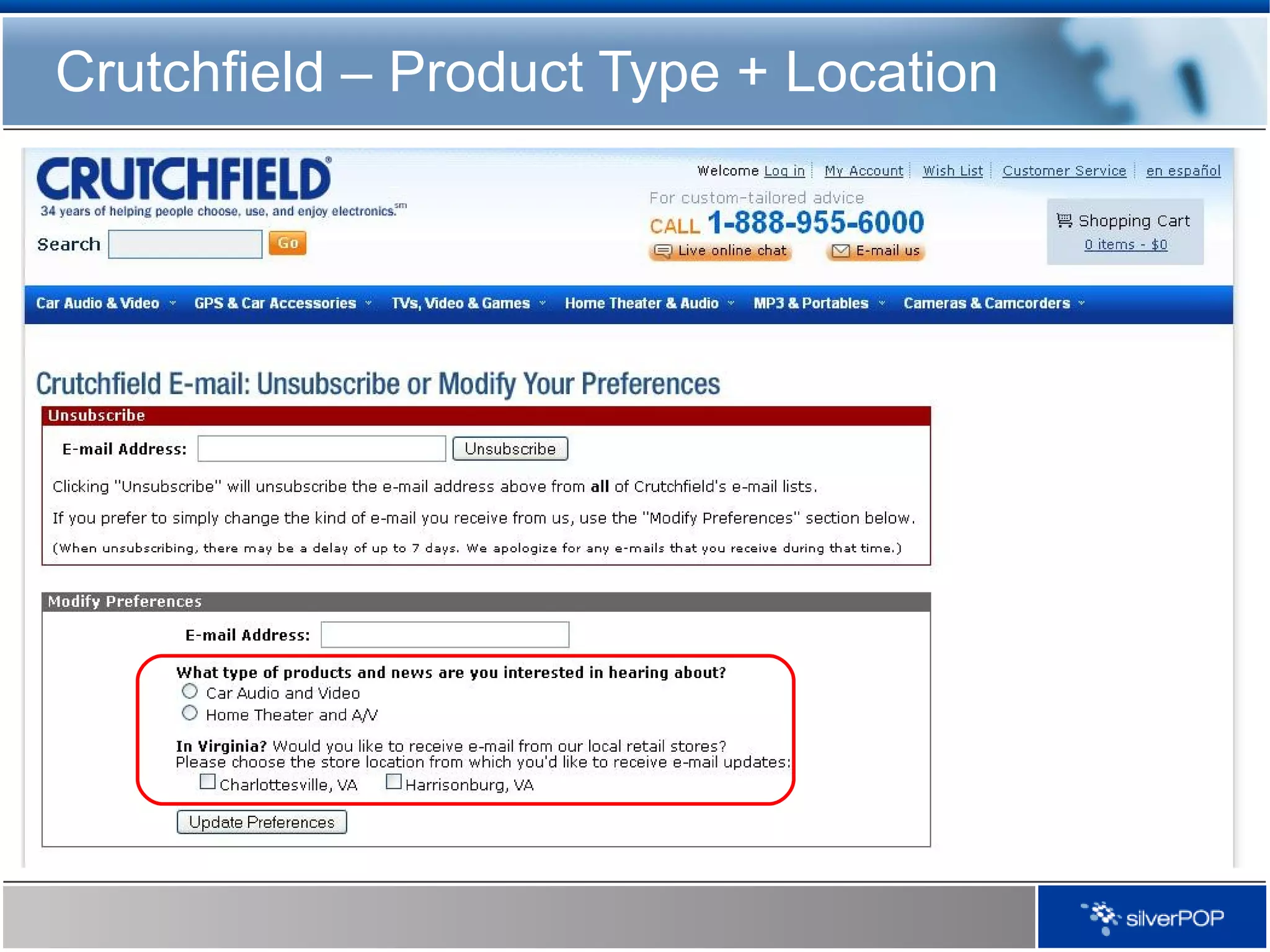 Crutchfield – Product Type + Location 
