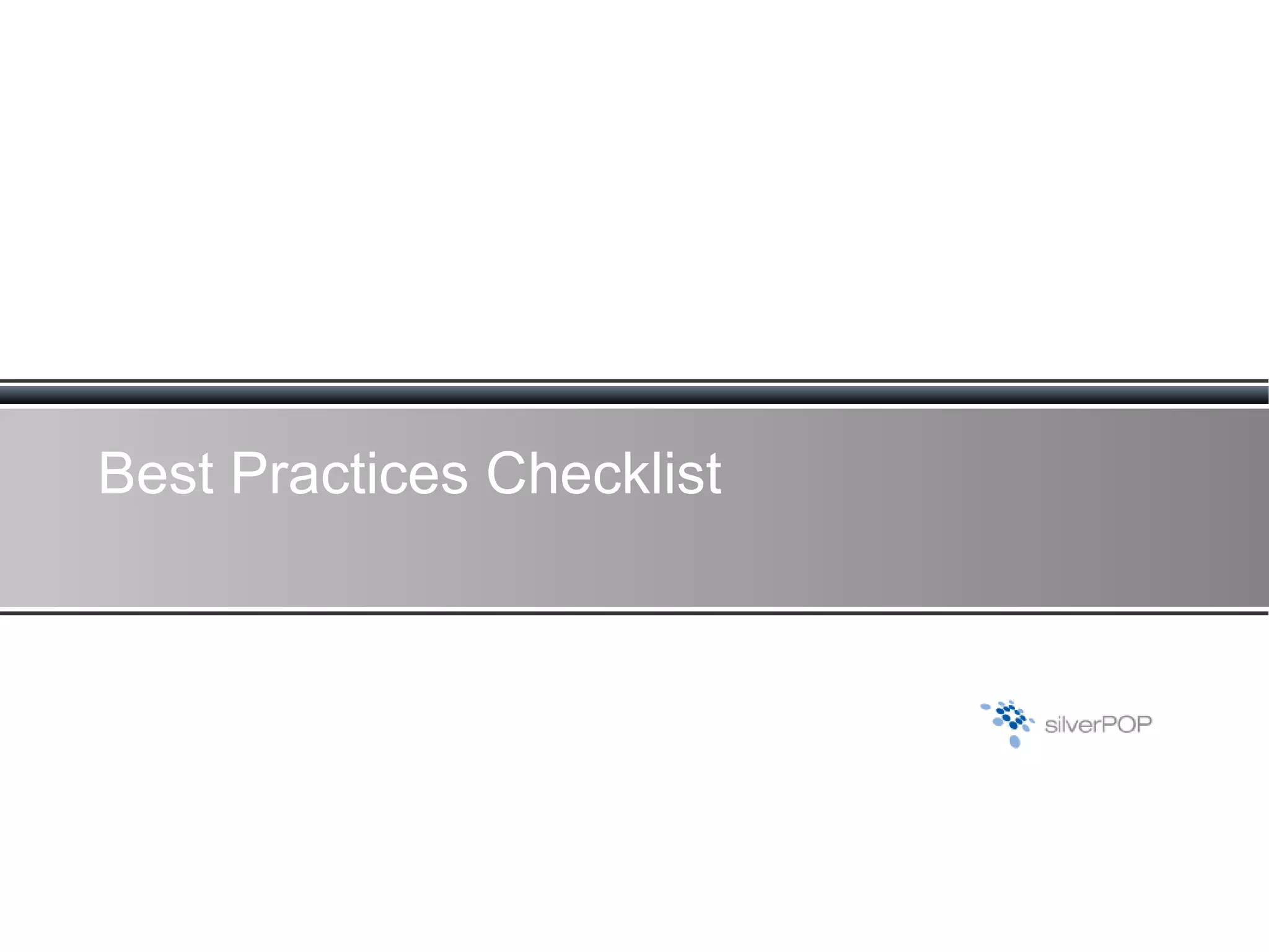 Best Practices Checklist 
