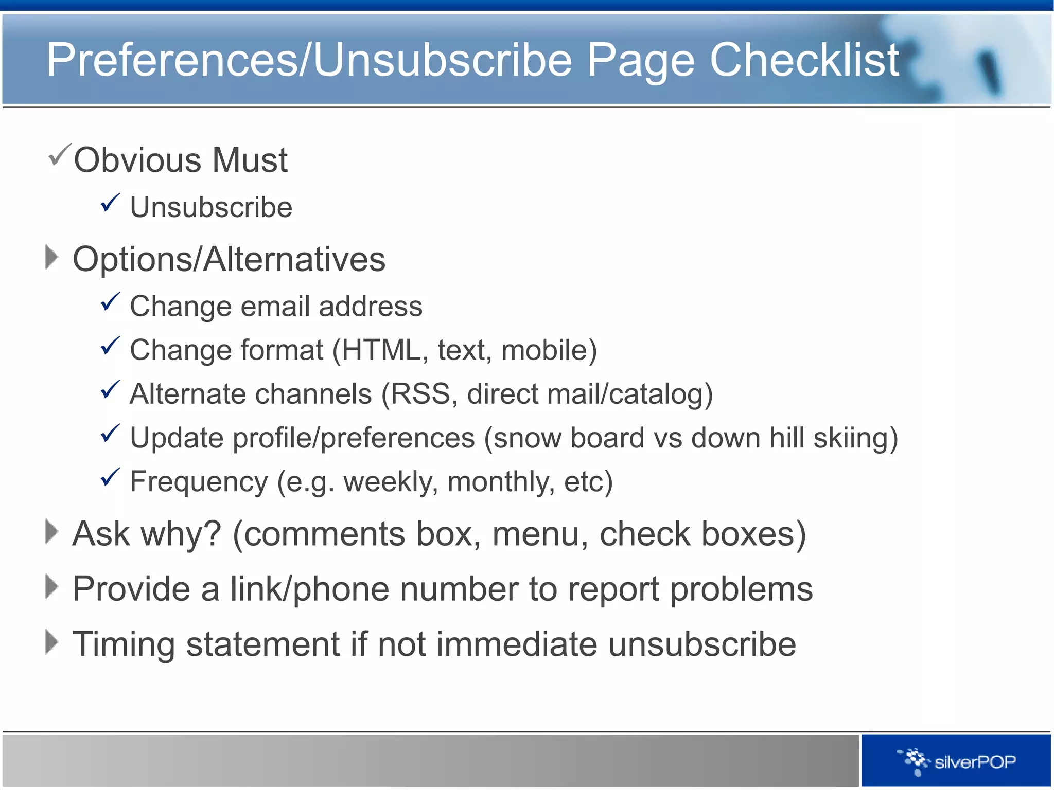 Unsubscribe Alternatives Best Practices PPT