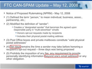 <ul><li>Notice of Proposed Rulemaking (NPRM) -   May 12, 2008 </li></ul><ul><li>(1) Defined the term “person,” to mean ind...
