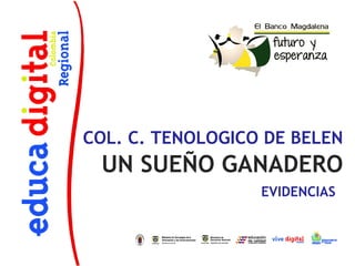 COL. C. TENOLOGICO DE BELEN
 UN SUEÑO GANADERO
                  EVIDENCIAS
 