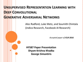 Unsupervised learning represenation with DCGAN | PDF