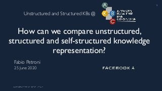 How can we compare unstructured,
structured and self-structured knowledge
representation?
Fabio Petroni
25 June 2020
1
Unstructured and Structured KBs @
 