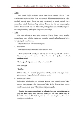 Unsur instrinsik cerpen Guru | DOCX