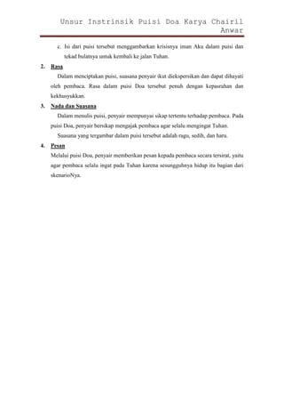 Unsur instrinsik puisi Doa | PDF