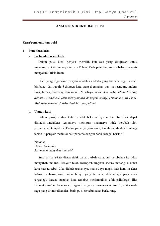 Gratis Download Gambar Unsur Instrinsik Puisi Doa Terupdate oleh Cikimm.com