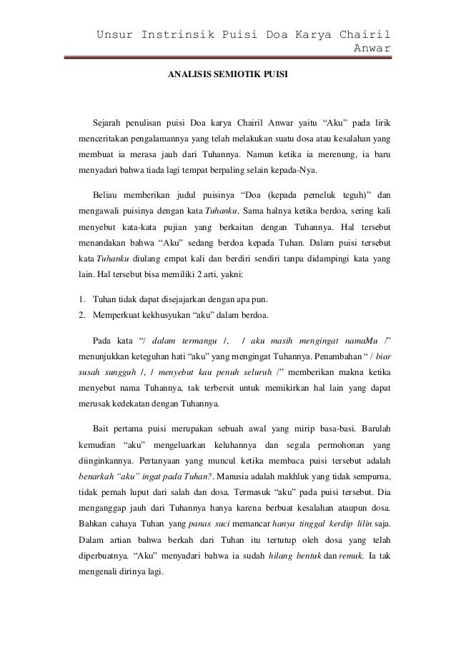 Unduh Gratis Gambar Unsur Instrinsik Puisi Doa Terupdate oleh Katacinta.co