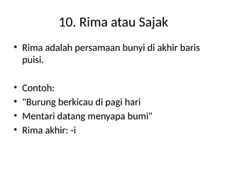 Contoh Rima Unsur-unsur Intrinsik Puisi Memahami Unsur Batin | PPTX