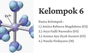 Kelompok 6
Nama Kelompok :
1.) Amina Rebecca Magdalena (02)
2.) Arya Fadli Narendra (03)
3.) Azuma Ayu Dyah Susanti (05)
4.) Nanda Firdayana (18)
 