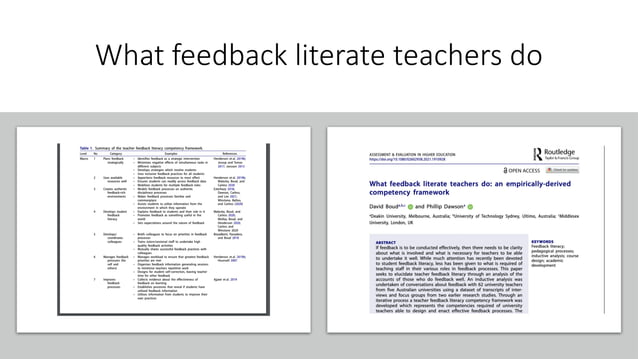 Improving Feedback And Developing Student Feedback Literacy Ppt