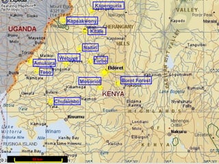 Kapenguria


              Kapsakwony

                          Kitale


                       Naitiri

           Webuye
Amukura                     Turbo

   Teso
                      Mosoriot       Burnt Forest



          Chulaimbo




50 km
 