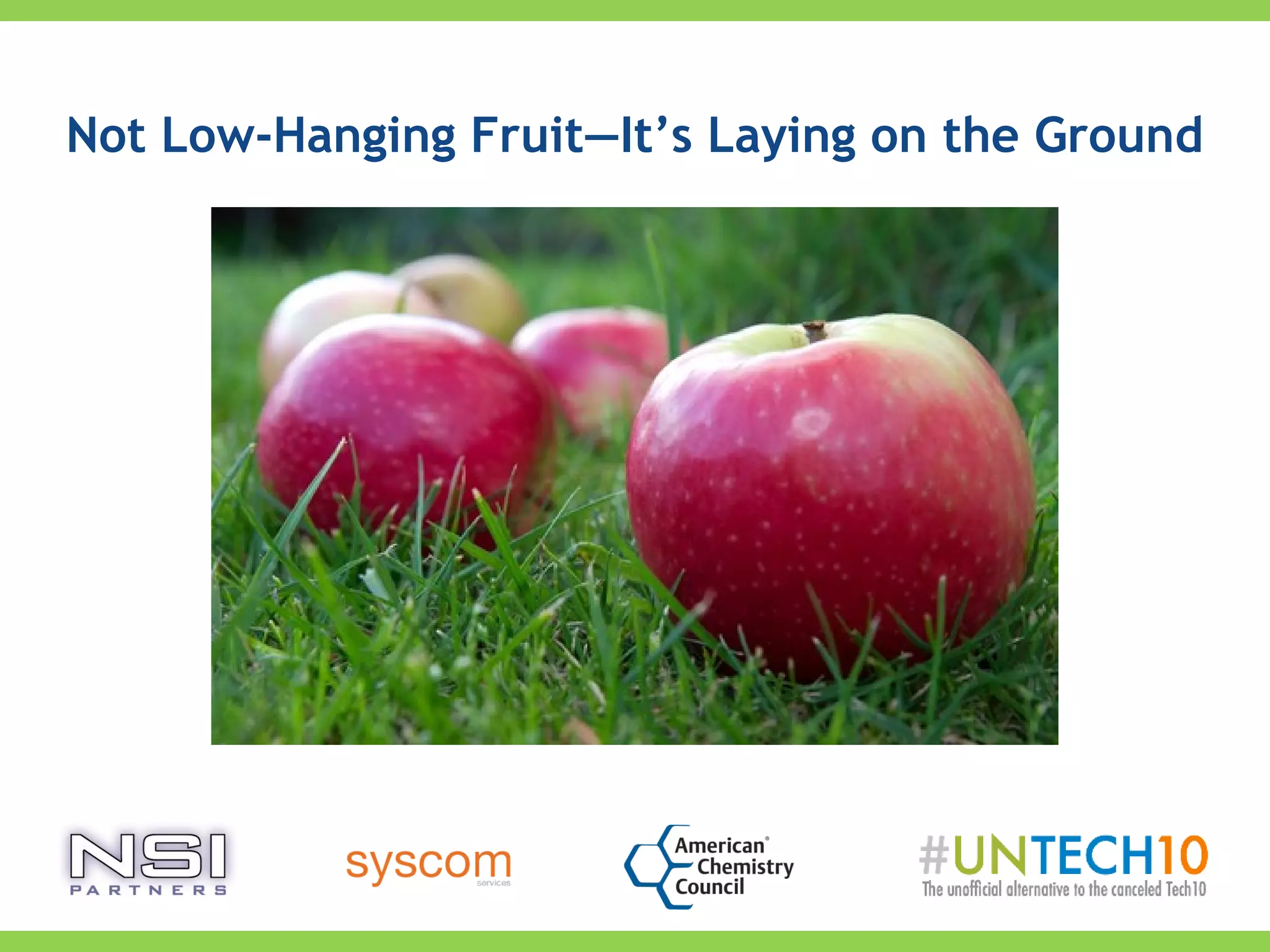 Not Low-Hanging Fruit—It’s Laying on the Ground
 