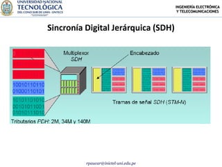 INGENIERÍA ELECTRÓNICA
                                        Y TELECOMUNICACIONES



Sincronía Digital Jerárquica (SDH)




          rpaucar@inictel-uni.edu.pe
 