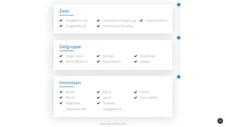 25
Ziele
Fangewinnung
Imagebildung
Entertainment
Community Building
Interaktionssteigerung
www.app-arena.com
Zielgruppe
Junge Leute
Geschäftsleute
Studenten
MütterAbiturienten
Schüler
Interessen
Reisen
Musik
Verein
GesundheitSport
Beruf
Regionale
Gemeinschaft
Soziales
Engagement
 