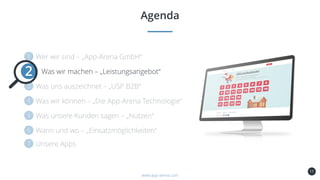 11
Agenda
www.app-arena.com
Was wir machen – „Leistungsangebot“2
 