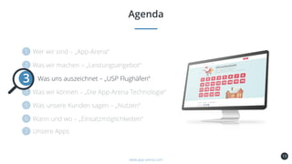 13
Agenda
www.app-arena.com
Was uns auszeichnet – „USP Flughäfen“3
 