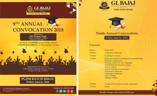 9th Annual Convocation 2018 for PGDM Batch 2016-18 –days is here!!