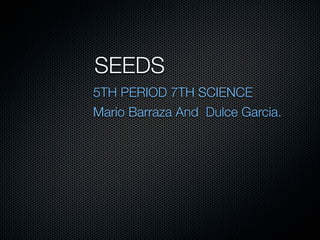 SEEDS
         5TH PERIOD 7TH SCIENCE
         Mario Barraza And Dulce Garcia.
 