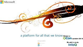 a platform for all that we know
savas parastatidis
savasp
http://savas.me
 