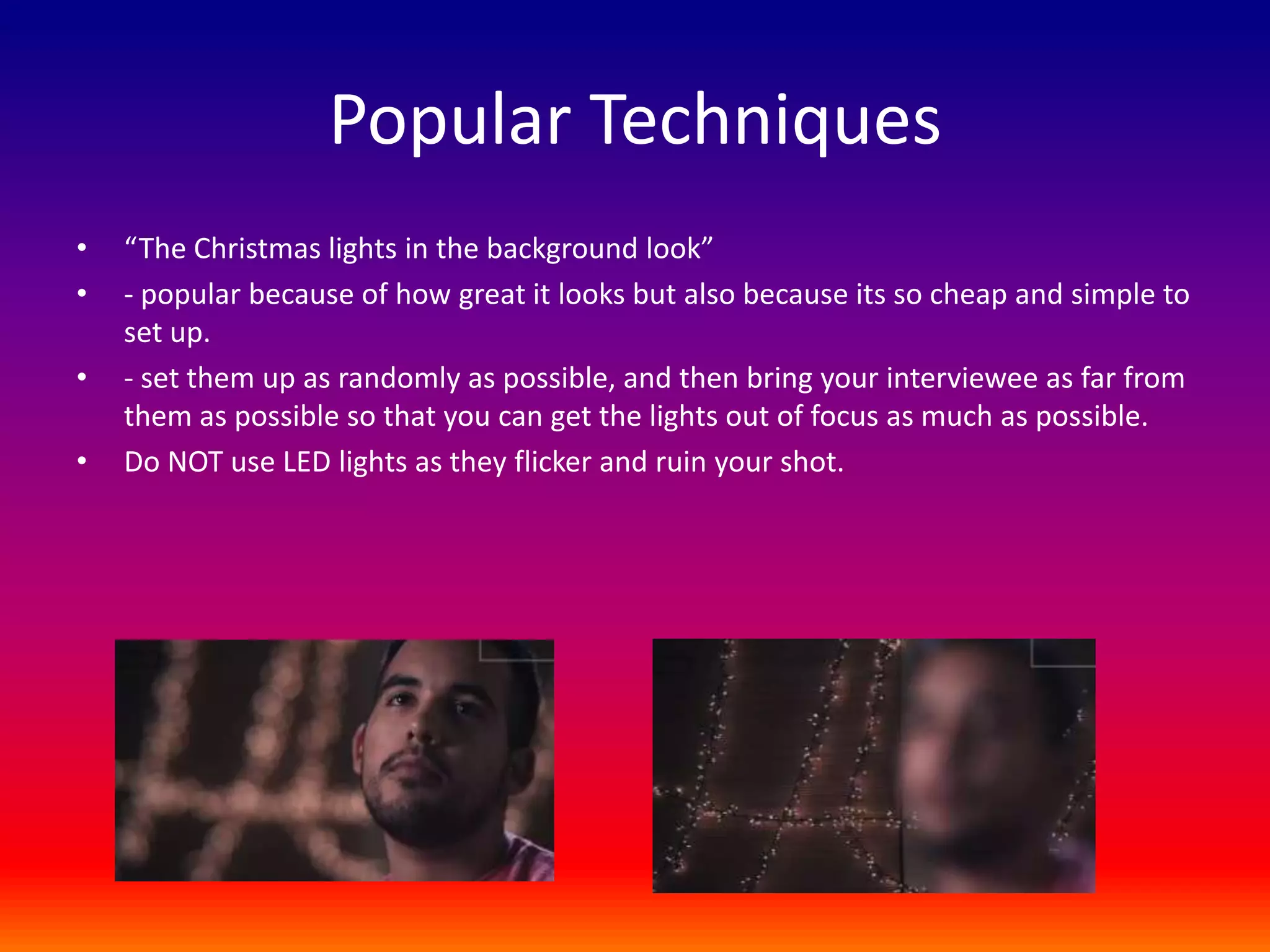 lighting in interviews | PPTX