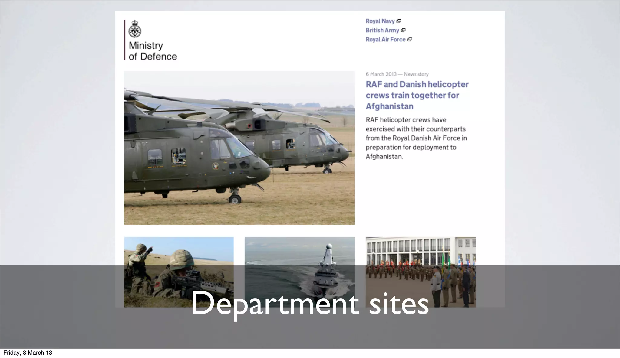 Department sites
Friday, 8 March 13
 
