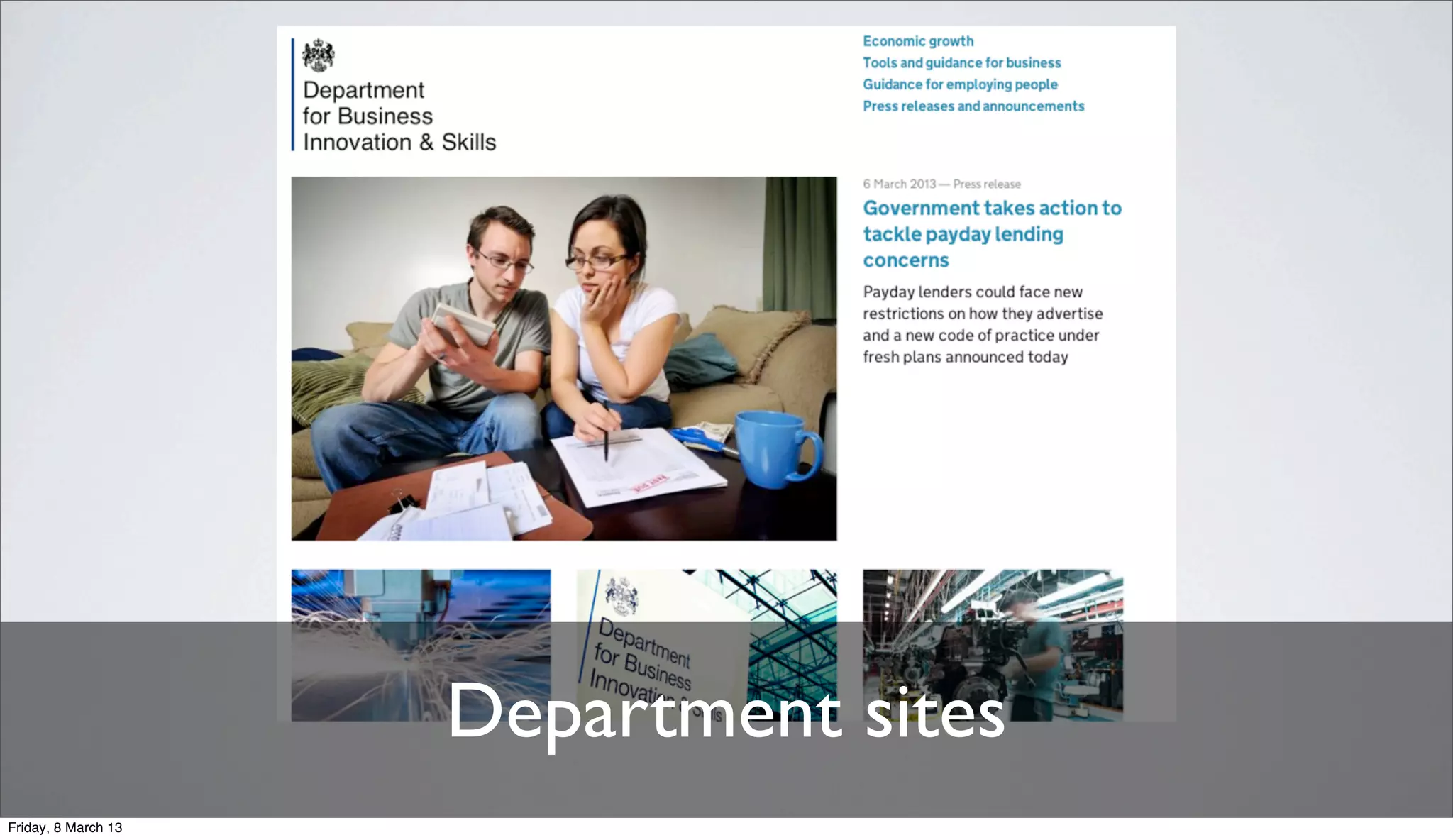 Department sites
Friday, 8 March 13
 
