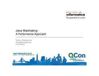 Java Marshaling:
A Performance Approach
Todd L. Montgomery!
@toddlmontgomery!
Informatica!

 