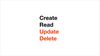 Create
Read
Update
Delete
 