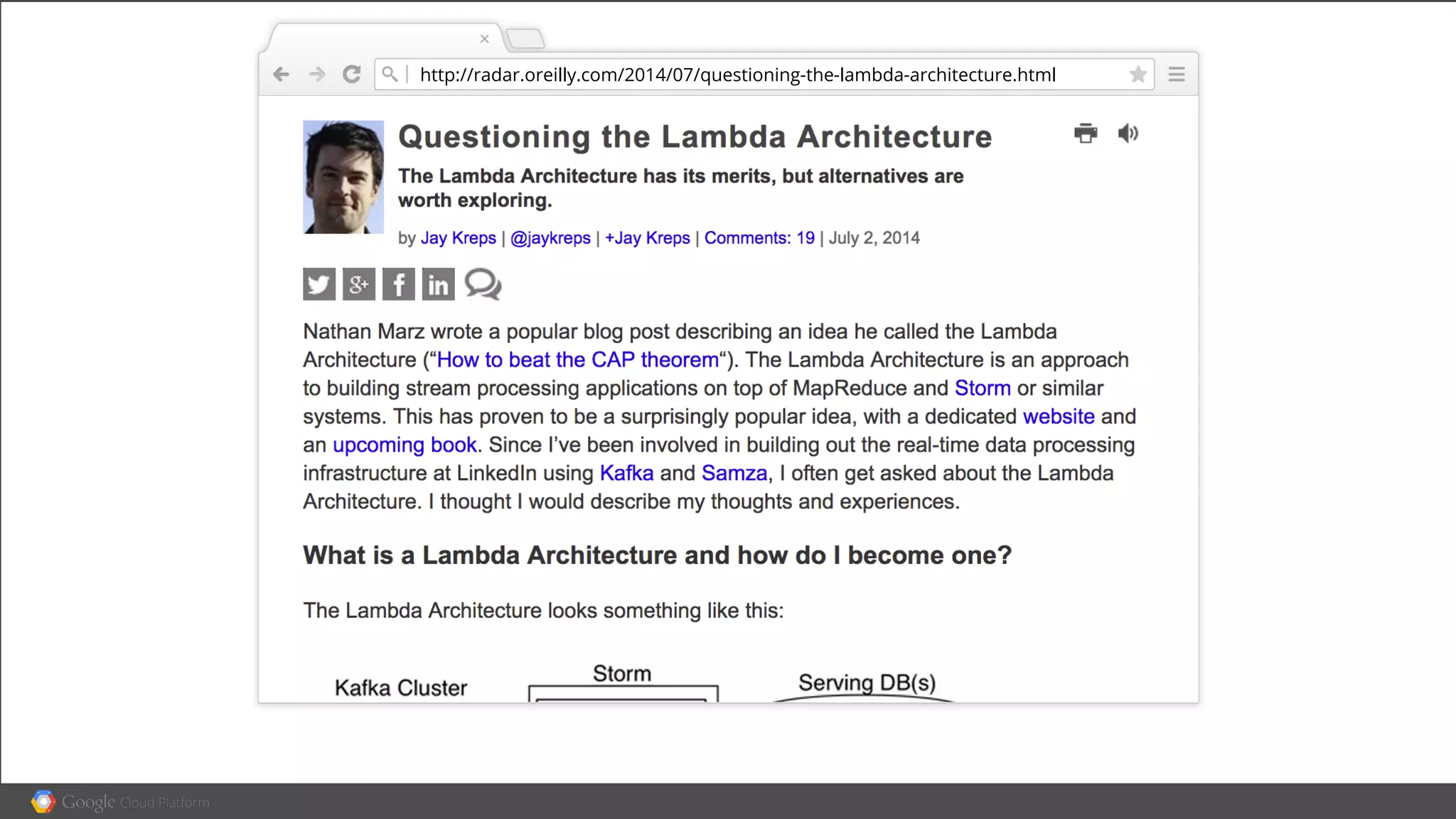 http://radar.oreilly.com/2014/07/questioning-the-lambda-architecture.html
 