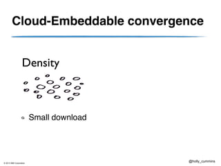 © 2013 IBM Corporation
@holly_cummins
Cloud-Embeddable convergence
Small download
Density
 