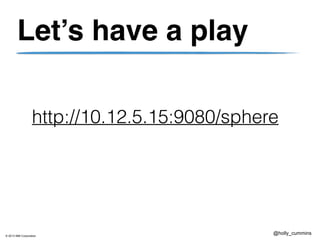 © 2013 IBM Corporation
@holly_cummins
Let’s have a play
http://10.12.5.15:9080/sphere
 