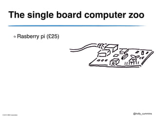 © 2013 IBM Corporation
@holly_cummins
The single board computer zoo
Rasberry pi (£25)
 
