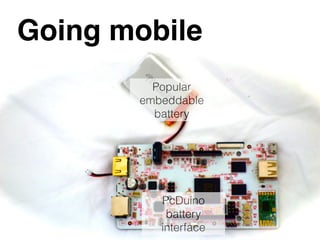 © 2013 IBM Corporation
@holly_cummins
Going mobile
Popular
embeddable
battery
PcDuino
battery
interface
 