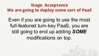Stage: Acceptance
We are going to deploy some sort of PaaS
Even if you are going to use the most
full-featured turn-key Pa...