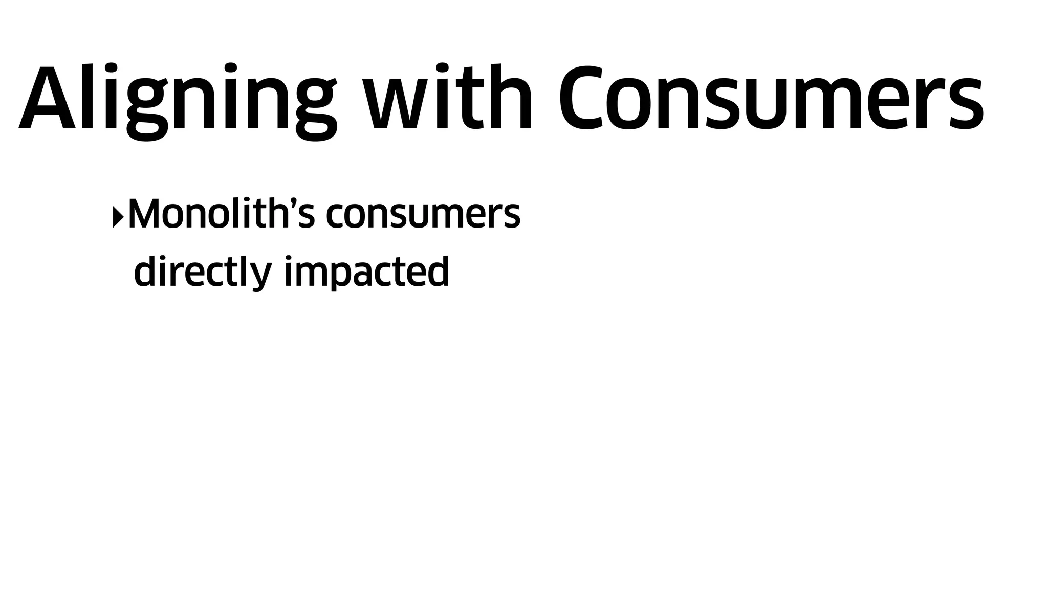 ‣Monolith’s consumers
directly impacted
Aligning with Consumers
 
