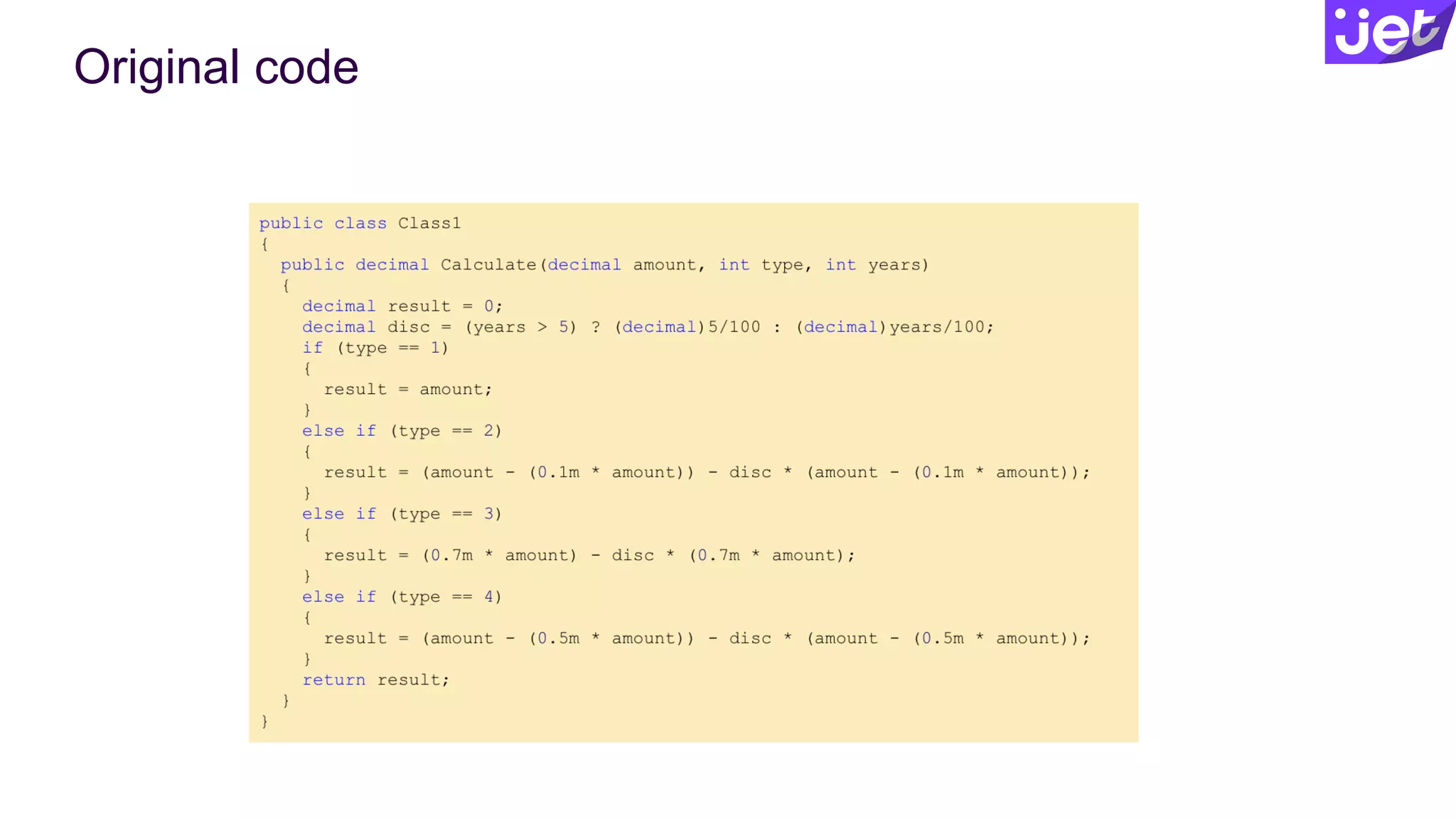 Original code
 