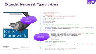Expanded feature set: Type providers
920
pages!
31 lines!
 