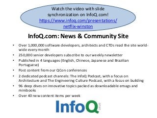InfoQ.com: News & Community Site
• Over 1,000,000 software developers, architects and CTOs read the site world-
wide every...