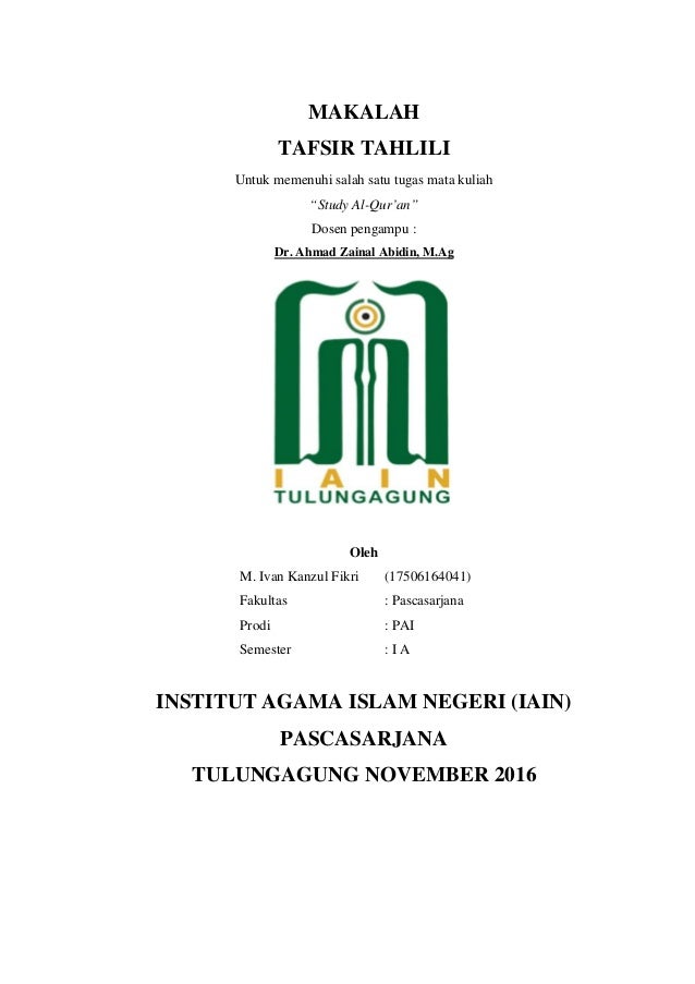 Makalah Tafsir Tahli