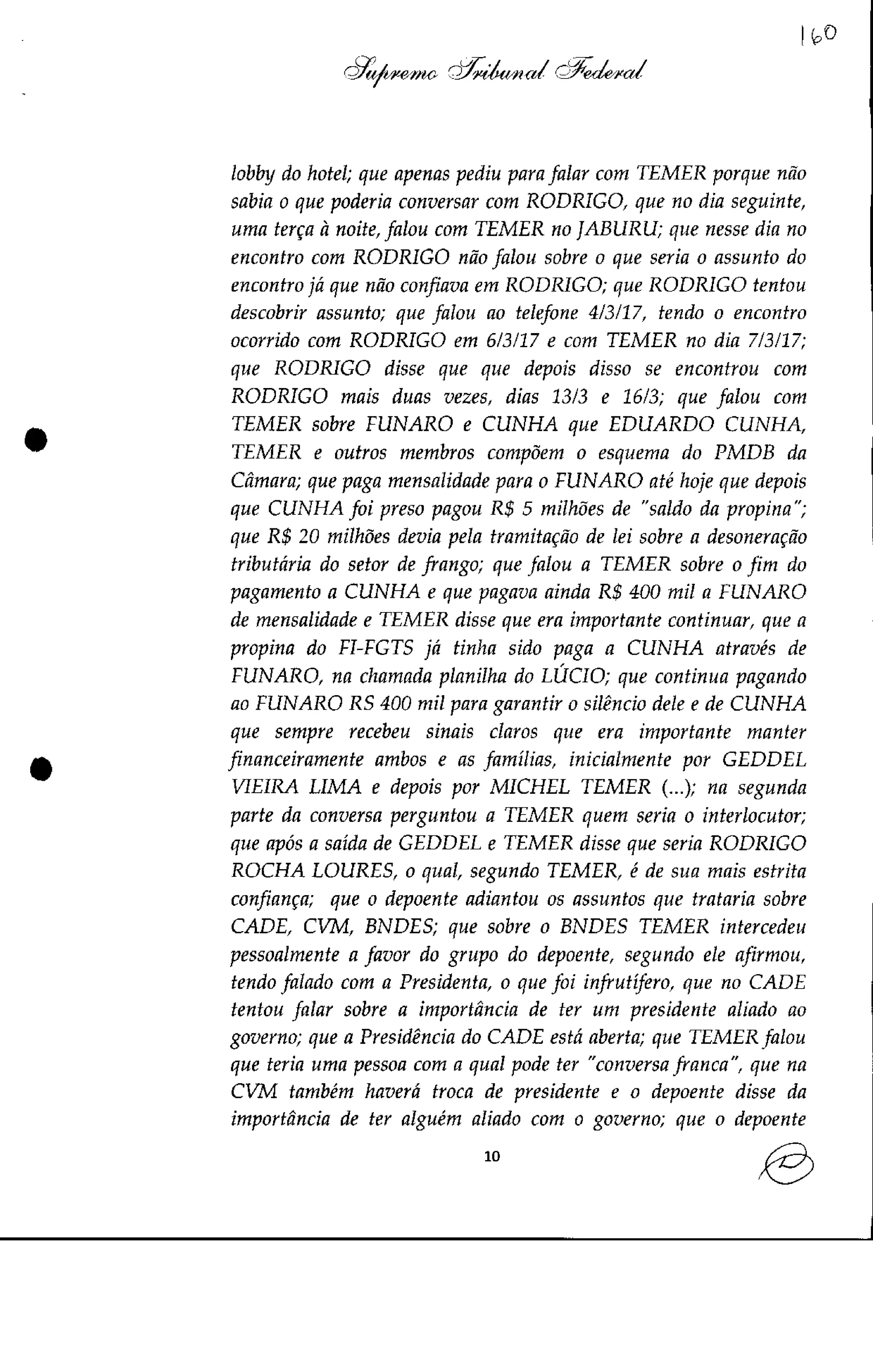 Pedido de Inquérito contra Michel Temer