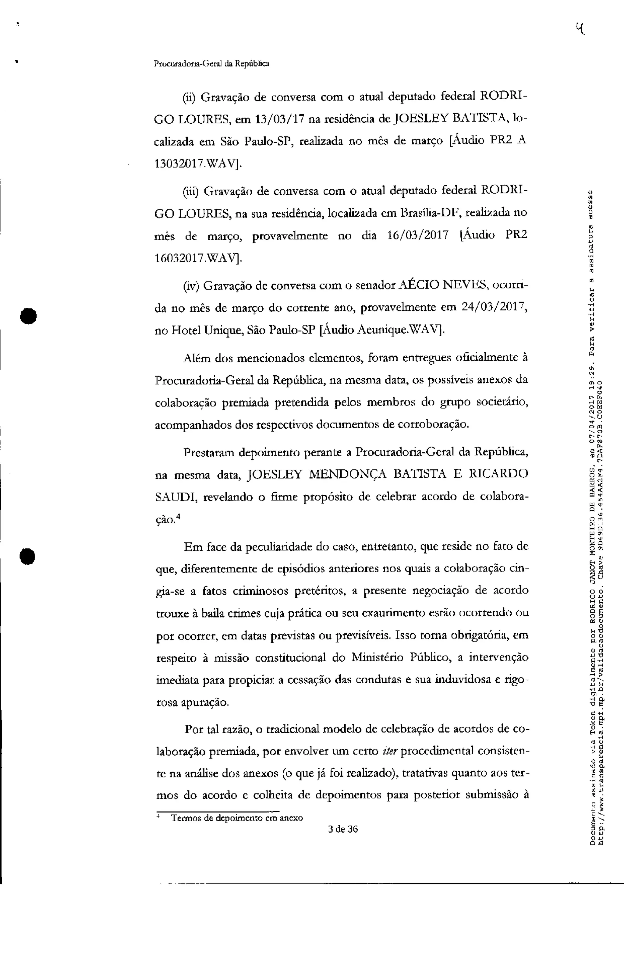 Pedido de Inquérito contra Michel Temer