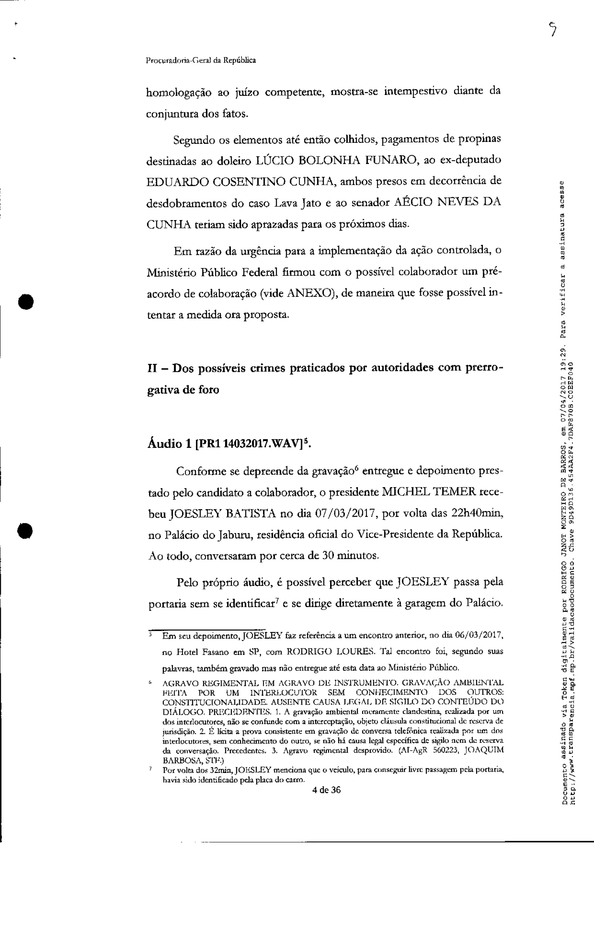 Pedido de Inquérito contra Michel Temer
