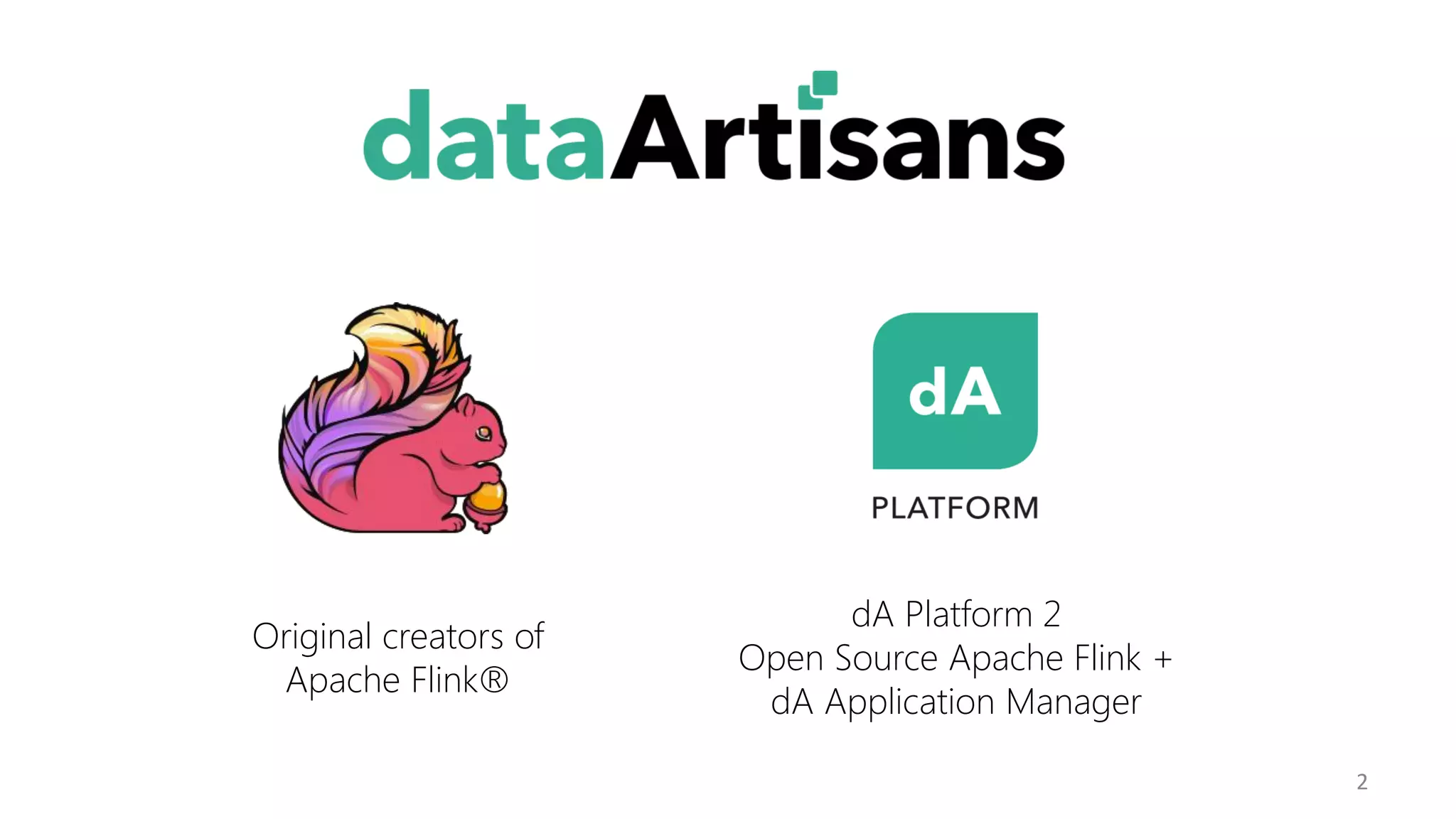 2 Original creators of Apache Flink® dA Platform 2 Open Source Apache Flink + dA Application Manager 