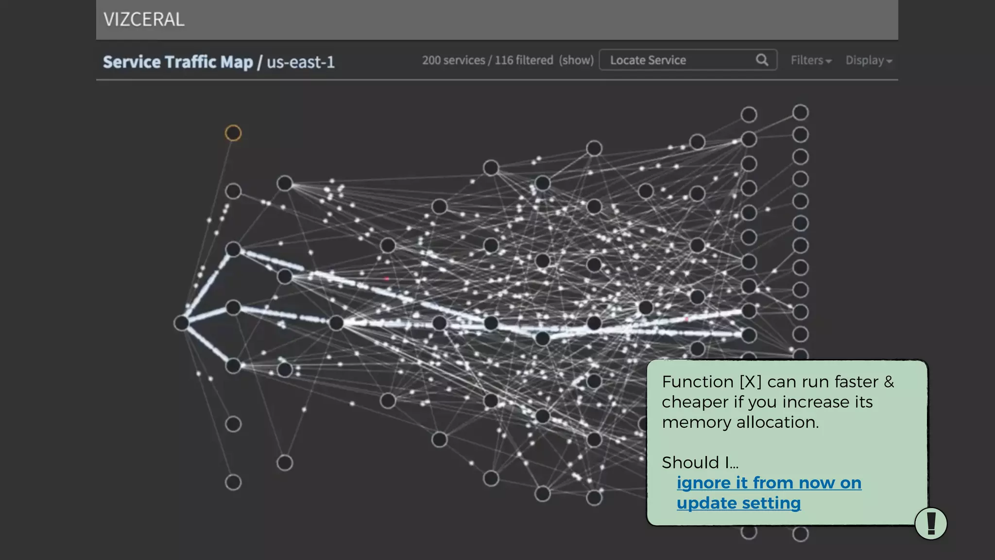 !
Function [X] can run faster &
cheaper if you increase its
memory allocation.
Should I…
ignore it from now on
update setting
 