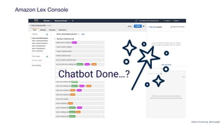Amazon Lex Console
Chatbot Done…?
Gillian Armstrong @virtualgill
 