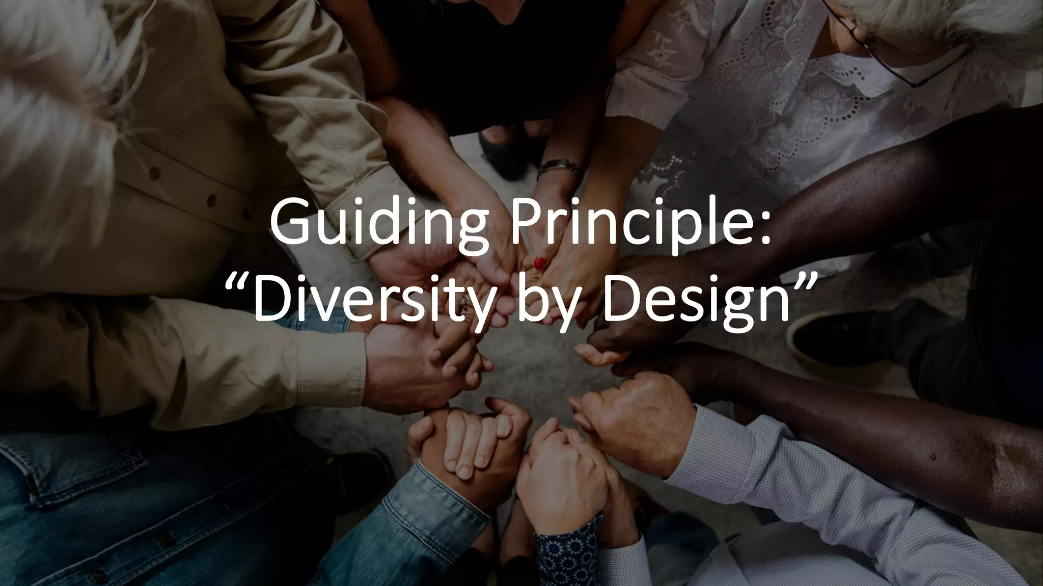 Guiding Principle:
“Diversity by Design”
 